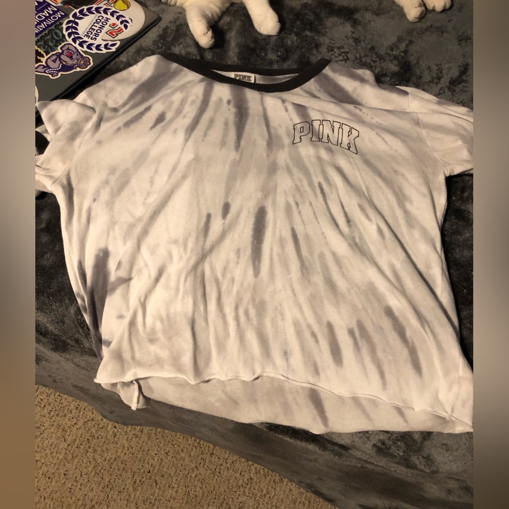 PINK tie dye cropped tee shirt